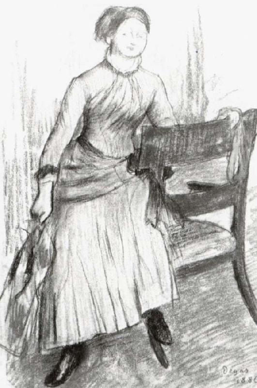 Edgar Degas Study of Helene Rouart sitting on the Arm of a Chair Norge oil painting art
